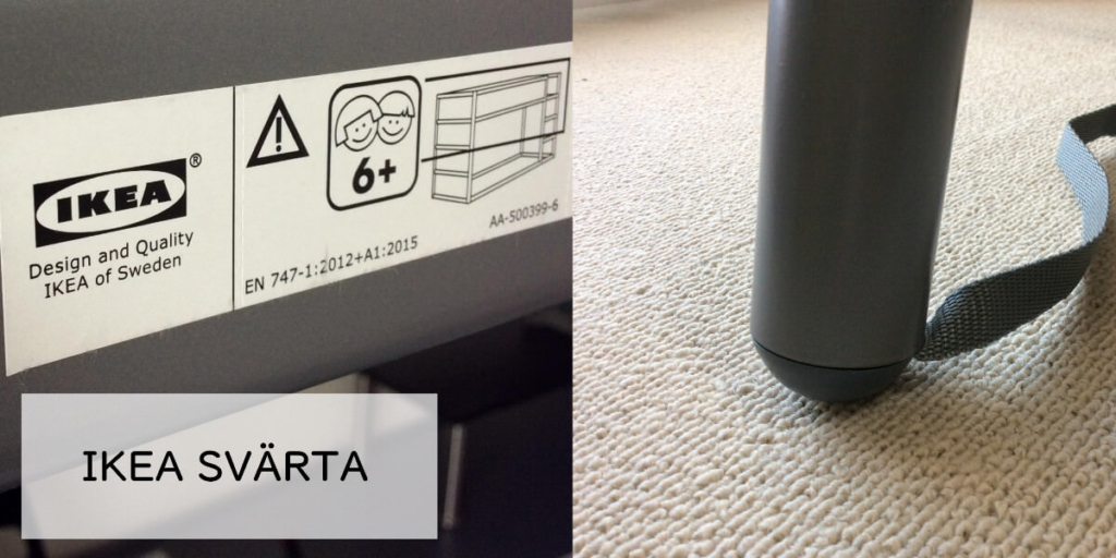IKEAのロフトベッド「SVÄRTA」の注意書きとはしご足の画像